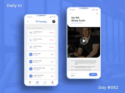 Daily UI Challenge - Workout of the Day 62 appui dailyui dailyuichallenge day 62 day 62 workout of the day fitness fitness app gym gym app light theme logo ui uidesign uiux workout workout of the day workout tracker