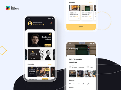 O&A - Haircut Booking UI Kit app barber booking branding capi creative cut design find hair haircut illustration logo map mobile payment ui ui kit