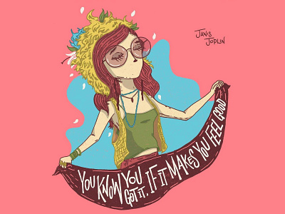 Through Their Words - Janis Joplin illustration janis joplin song lyrics throughtheirwords