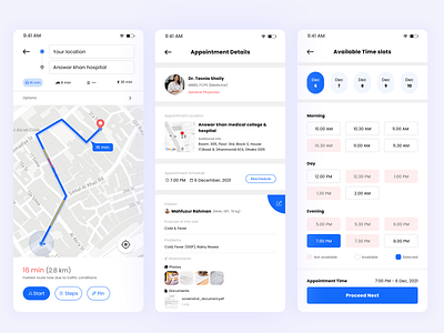 Appointment History app app history app schedule appointment appointment app appointment history direction design doctor schedule doctor schedule design flat design history details landing page map mobile schedule app schedule design schedule history telemedicine telemedicine app timeslot design