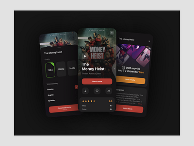 App design for a movie streaming platform app app design app development design ui ux white pencil