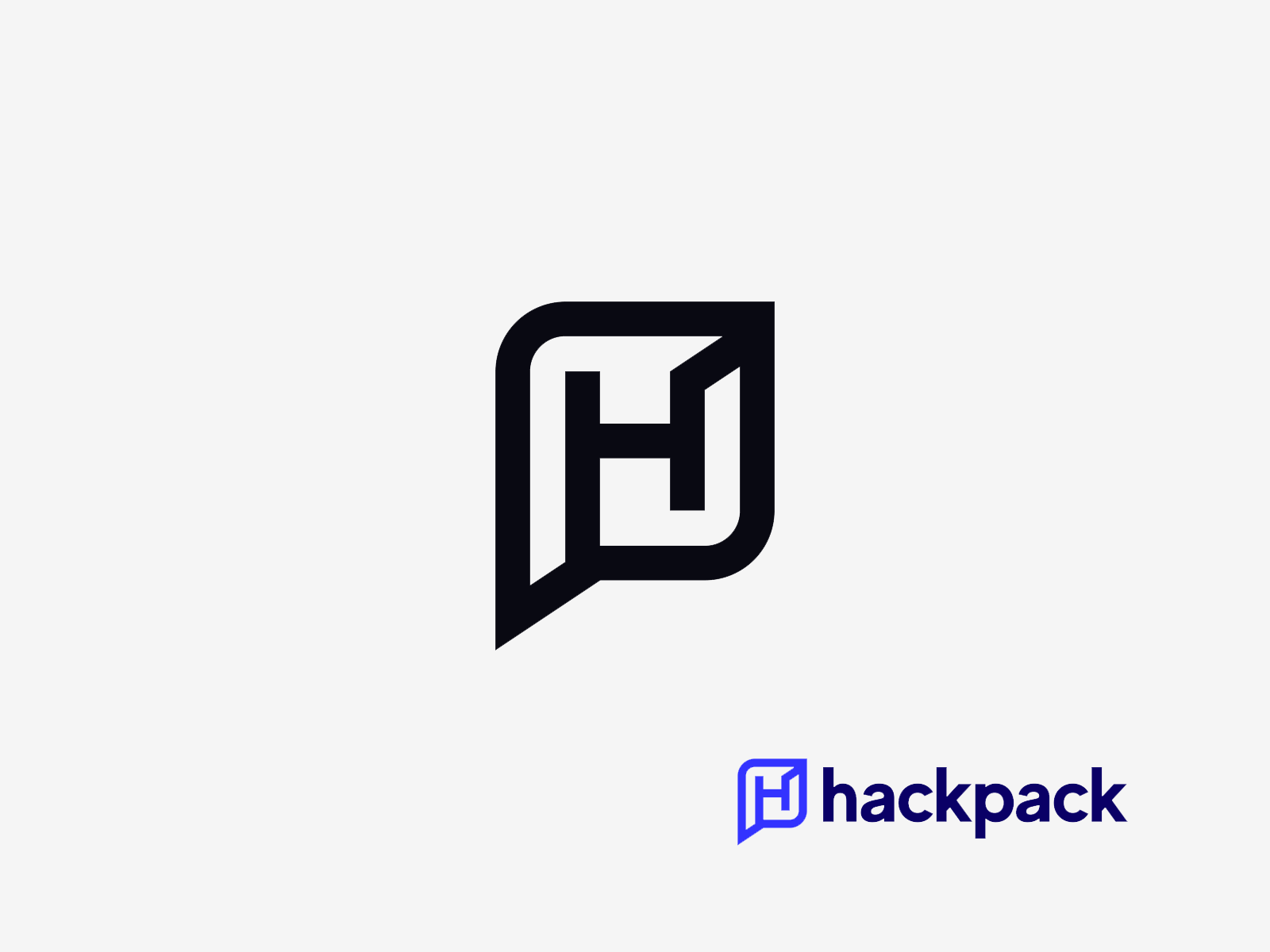 Hackpack logo concept abstract brand design brand identity branding chat community icon interview lettermark logo logo design logomark logotype mark monogram symbol tech technology web app website