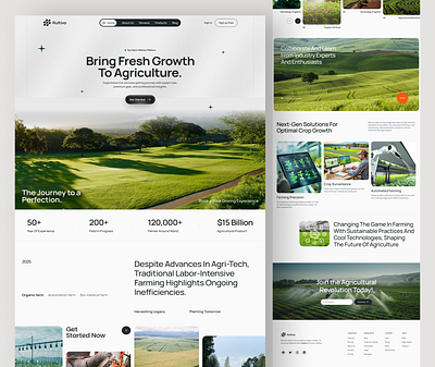 Rultiva - Agriculture Landing Page agency agricultural home page agricultural website agricultural website design agriculture agriculture landing page agriculture web design clean commercial farming company website farming farming website framer home page landing page minimalist design modern farming ui design ux design web design