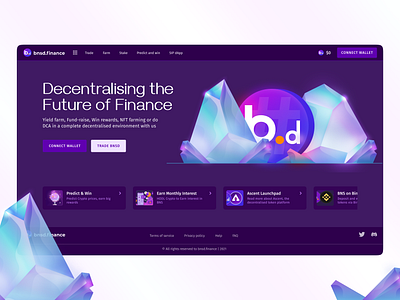 bnsd.finance blockchain crypto cryptocurrency crystal diamond future hero illustration hero image homepage illustration landingpage nft shiny ui vector website website ui