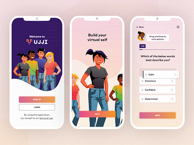 UJJI - The world's first game-based self-coach app agency app artificial intelligence business design game based gamification graphic design illustration mdevelopers mobile app mobile application react react native self coach ui ujji unity unity engine ux