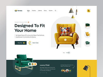 Veneto - Furniture Shop Landing Page chair ecommerce furniture furniture shop furniture store homedecor homepage interior interior design landing page livingroom mockup modern furniture product landing page product page real estate sofa ui web design website