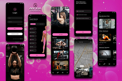 Antiqa Gym Service app figma graphic design gym gymapp mobileapp photoshop ui uidesign uiux workout