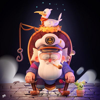 Old Sailor 3d blender cactus characterdesign illustration photoshop sailor sculpting zbrush