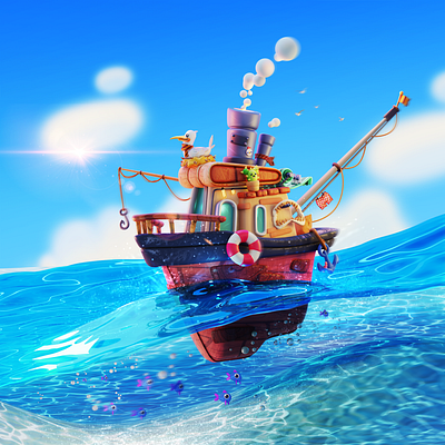 Old Sailor´s boat 3d blender characterdesign conceptart illustration photoshop procreate sailor sea sky travel