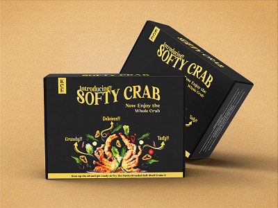 Minimal breaded soft shell crab box packaging design branding design dribbble graphic design label labeldesign package design packaging packaging design short