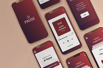 PAUSE App: an approach to wellness, one PAUSE at a time. app concept design interface mockup ui wellness