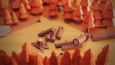 Low Poly Forrest Inspired by Mohamed Chahin 3d 3dart blender low poly