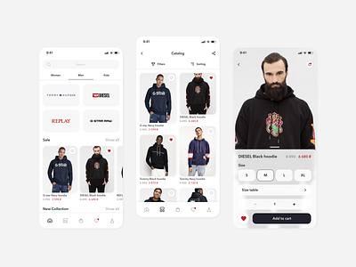 Clothing store App app basket cart clothing fashion mobile shop store ui uiux ux wear