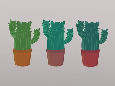 Catci cactus cartoon cat character design cute design illustration