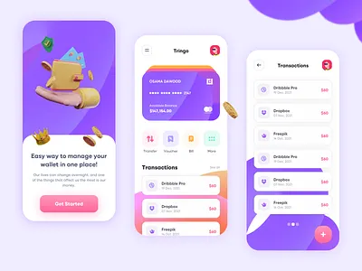 Tringo Wallet Solutions - App Design 3d 3d illustration app branding clean design flat illustration ui ux vector very peri wallet