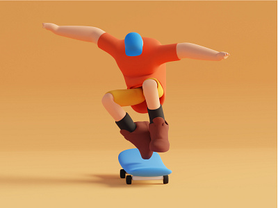 Skater boy 3d animation b3d blender branding design graphic design illustration logo motion graphics skateboard sport typography ui ux vector