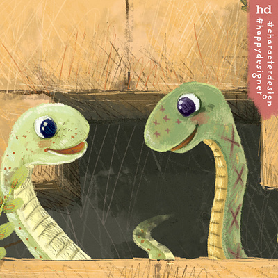 Snakes! character design childrens book illustration colour illustration sketching