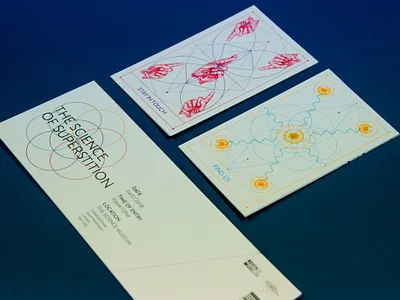 The Science of Superstition Exhibition brand identity etching illustration exhibition design illustration science superstition tarot cards