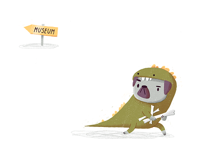 Perfect Robbery bone character cosume crime dino dinosaur illustration masquerade museum procreate pug texture