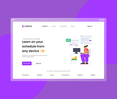 Oxfore Landing Page design illustration ui ux vector