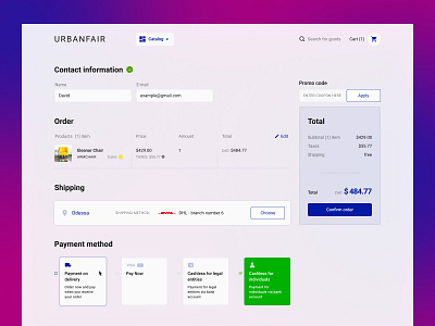 Urbanfair Order Page analytics creative design desktop research ui design uidesign web wireframe