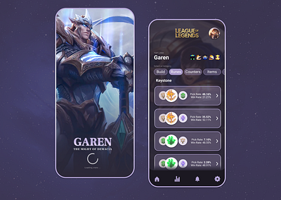 League Of Legends: Gaming App Concept branding design figma leagueoflegends ui uidesign uiux uiuxdesign