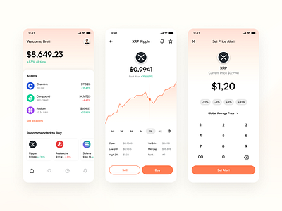 Crypto App Concept app chart crypto crypto app cryptocurrency ethereum mobile app portfolio stock trading ui