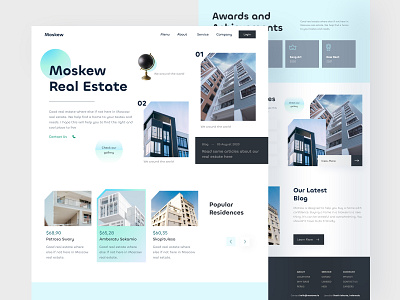 Moskew Real Estate Landing Page building home page landing page properties property real estate real estate agency real estate web realestate residence uidesign uiux web design website