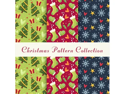 lovely-christmas-pattern-collection-with-flat-design bundle new year digital