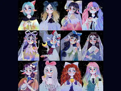 Twelve constellations illustration art design figure illustration illustration illustration for children son insert