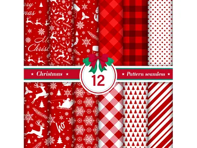 merry-christmas-pattern-seamless-collection-red-white-color bundle new year digital