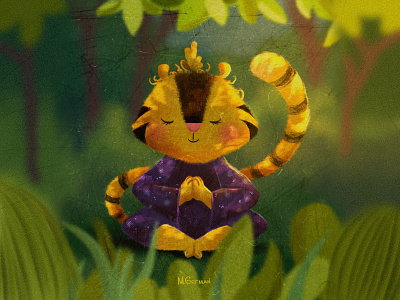 Tiger Samurai animal baby book book illustration children children illustration girl illustration jungle loneliness samurai sun tiger yoga