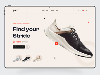 Nike Shoe Website landing page branding clean cloth clothing brand ecommerce footwear header exploration landing page design minimal nike onine shop popular shoe shoe store sneakers trendy ui design uiux web design website design