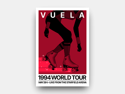 Vuela 1994 (Variant) design futurism gianmarco magnani illustration magic minimalist poster retro roller skates roller skating skating starfield stars