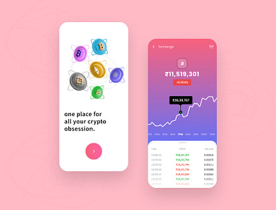 Crypto App Concept app bitcoin blockchain branding converter crypto crypto app crypto exchange design etherium exchange finance fintech illustration logo minimal typography ui ux vector