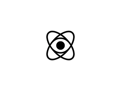 Holograma atom branding design eye futurism gianmarco magnani holograma logo minimalist retro scifi space