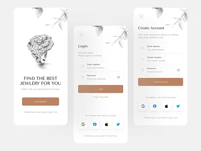 Login and Signup Screen app app design appui concept dailyui design login minimal mobile app mobile application mobile ui onboarding onboarding screen signup ui ui design ux