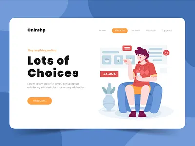 Online Shopping Platform Landing Page art blue branding design flat illustration landing logo online page shop ui ux vector