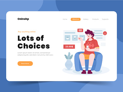 Online Shopping Platform Landing Page art blue branding design flat illustration landing logo online page shop ui ux vector