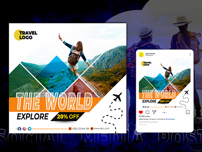 Travel agency post design | Instagram post | Flyer design animation branding e flyer flyer design graphic design graphic designer illustration instagram post design logo offer post design print travel travel agency travel offer travel post traveling