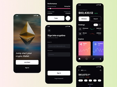 Cryptocurrency App Design adobe xd application design design illustration logo minimal minimalist mobile ui ui visualization