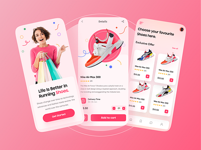 Shoes App air app clean design dark theme design e commerce ecommerce green ios minimal mobile nike run shoes shop sports store typography ui ui concept