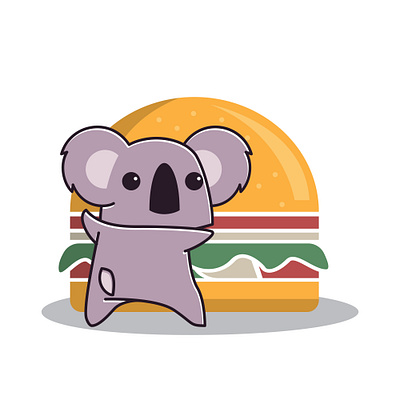 Adorable Koala Eating Food burger