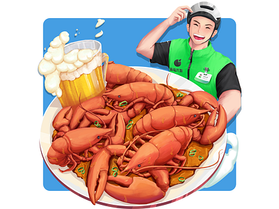 龙虾少年 illustration 人物设计 数字2d 设计
