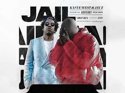 Jail (Cover Art) | Kanye West & Jay Z adobe photoshop album artwork album cover art album cover design ali may alimaydidthat blue cover art cover artwork design donda font graphic design jail jay z kanye kanye west photoshop rap red