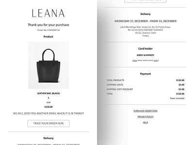 Email Receipt design figma design ui ux web design