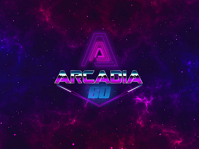 Arcadia 80 #2 80s arcade arcadia blue concept eighties galaxy logo néon purple retrowave space synthwave triangle violet