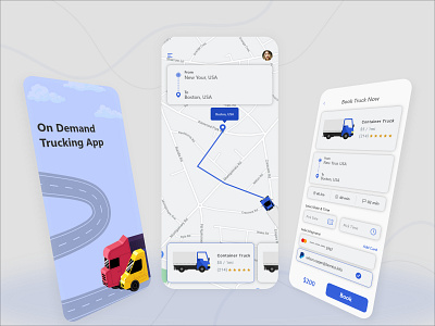 Top On-demand Trucking App UI Design app clone app design app development design illustration logistic app development mobile app mobile app design transportation app trucking app trucking app ui