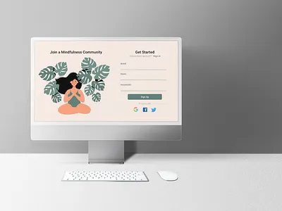 Daily UI #001 - Yoga Community Sign Up Page adobe illustrator adobexd design illustrations minimal ui uidaily uidaily001 uidesign uiux