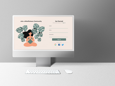 Daily UI #001 - Yoga Community Sign Up Page adobe illustrator adobexd design illustrations minimal ui uidaily uidaily001 uidesign uiux